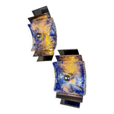 Pair of Murano Mazzega blue & clear glass wall sconces, Italy, 1970s