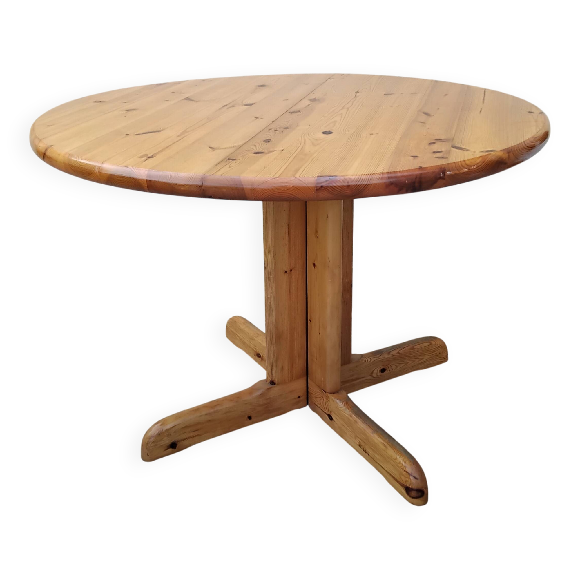 Vintage pine dining table from the 1970s in the style of Rainer Daumiller.