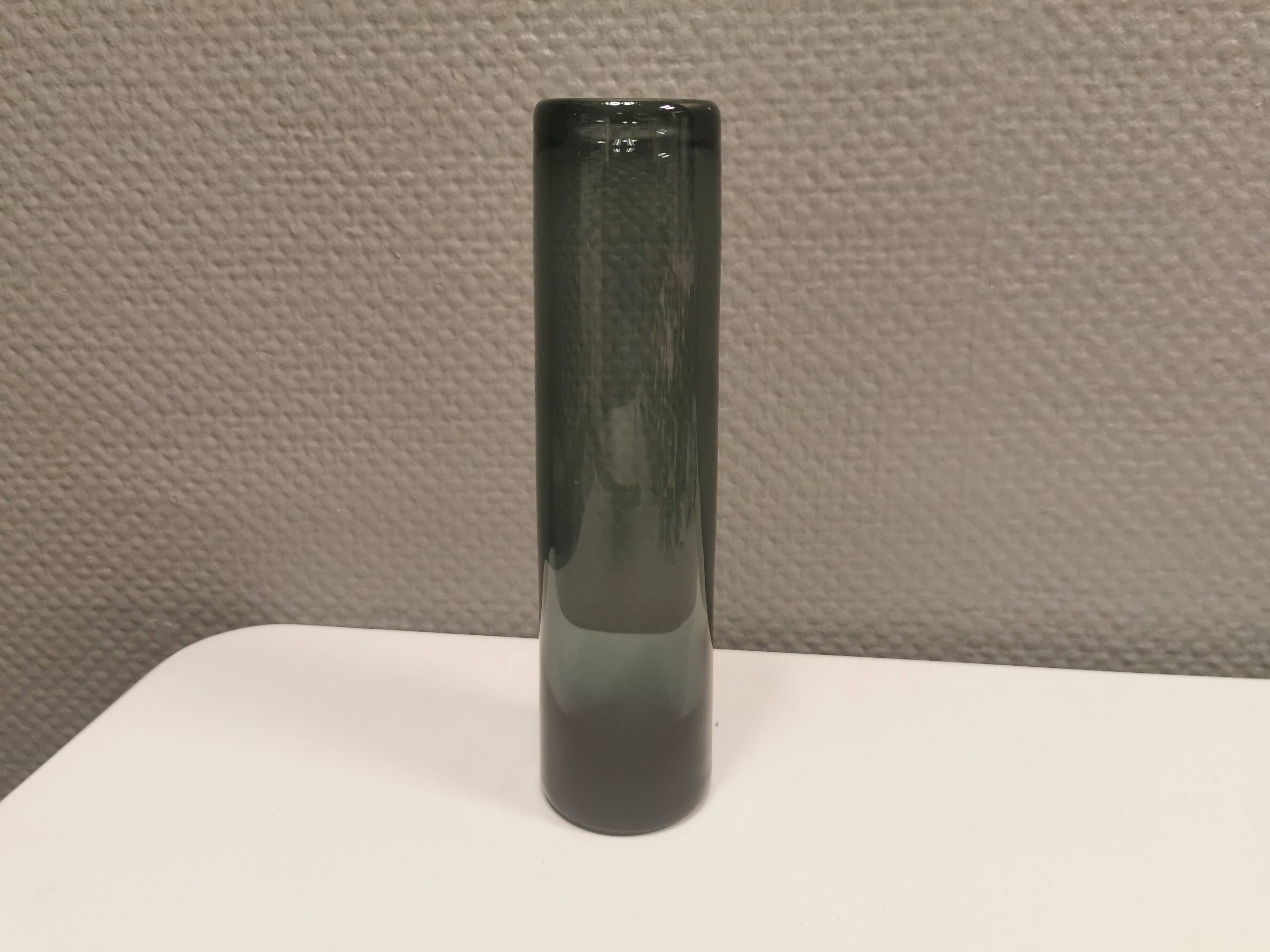 Danish designed vase in beautiful smoke/blue glass, from Holmegaard Glassworks