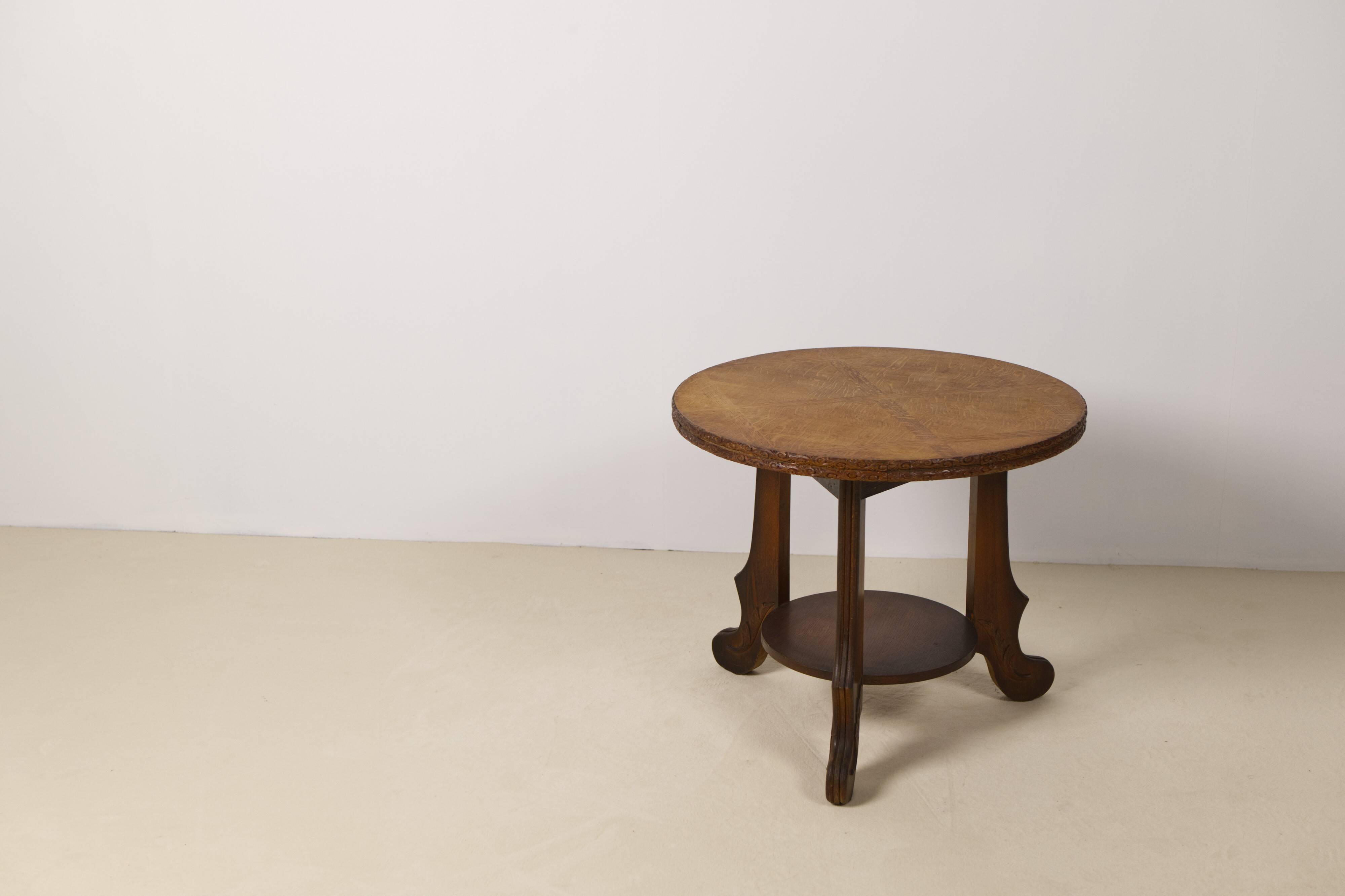 Art Deco Oak two-tiered side table, Belgium 1930's