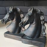 Pair of Horse Bookends with Flaming Manes. Ceramic.