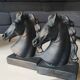 Pair of Horse Bookends with Flaming Manes. Ceramic.