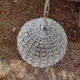 Ball shaped chandelier with hexagonal tassels and transparent pearls Vintage