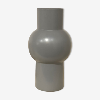 Round and long vase in gray ceramic 24cm