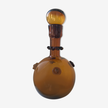 Amber blown glass decanter