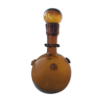 Amber blown glass decanter