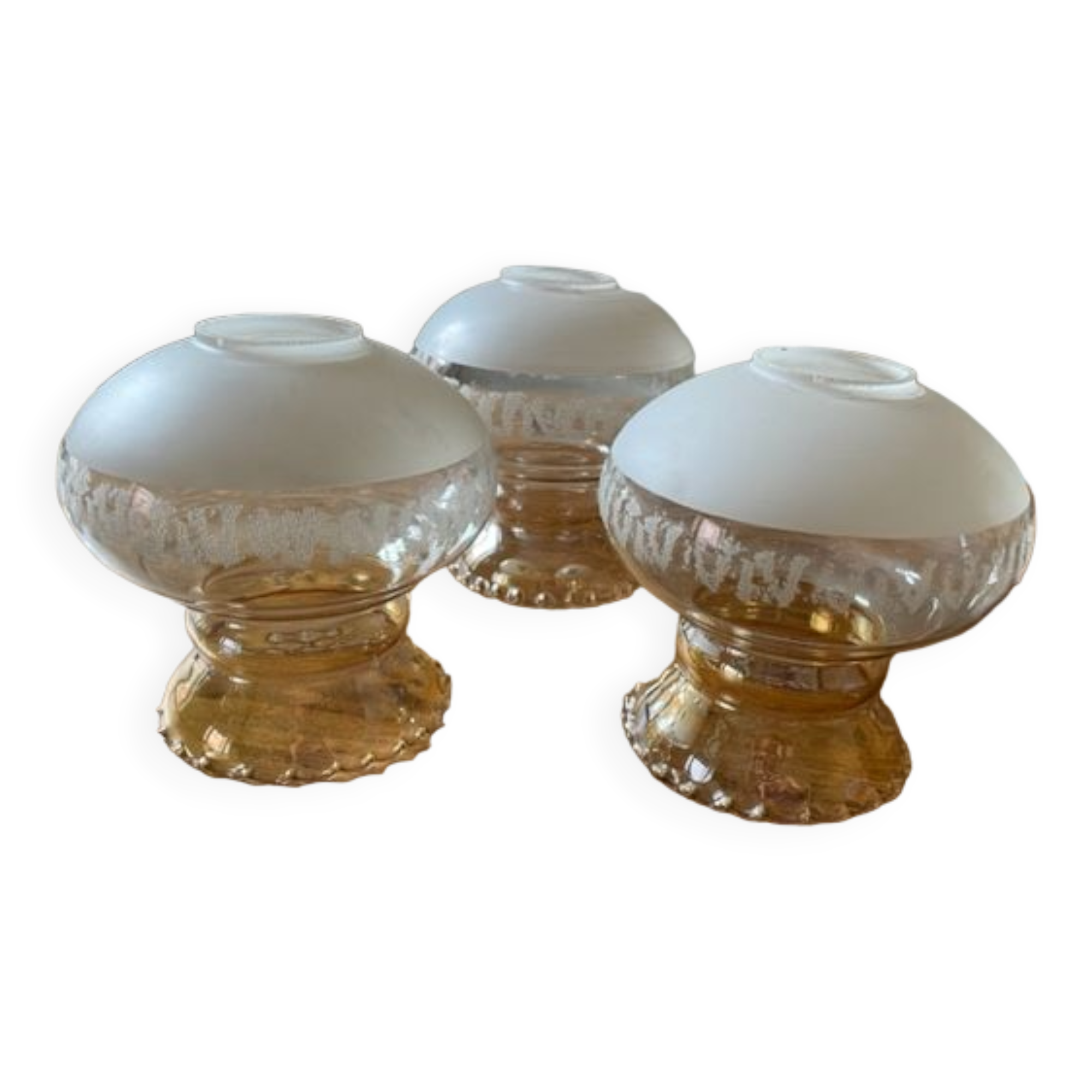 3 globes of glass lampshades, antique, vintage