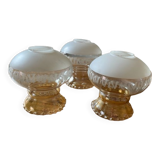 3 globes de lustre abats jours en verre, anciens, vintage