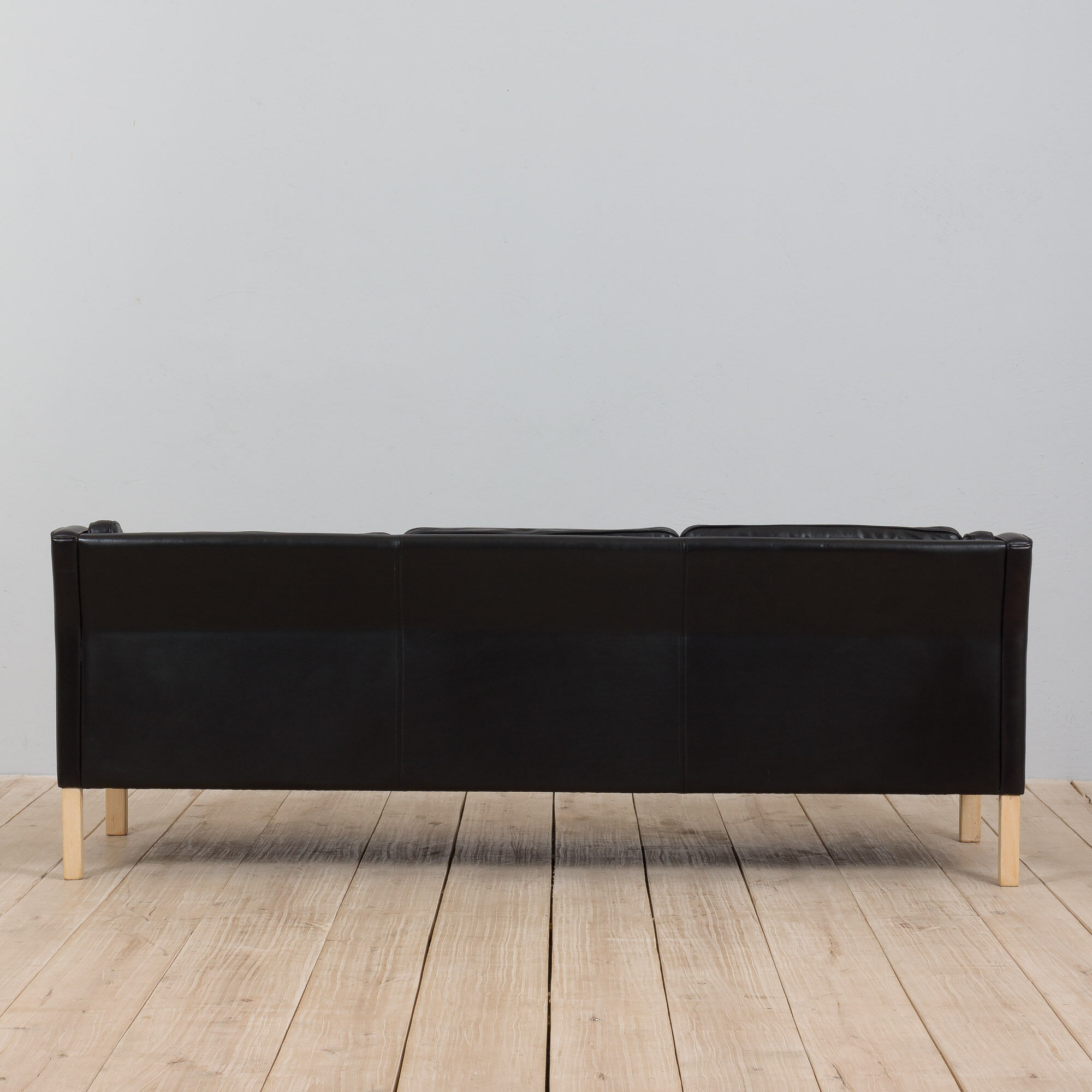 Mogens Hansen black aniline 3 seater sofa from the 70s.