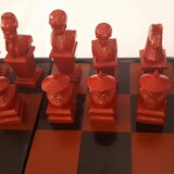 Chess in chinese lacquer red and black, chinese parts
