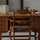 Razorblade armchair from the mid-20th century by Henning Kjærnulf, oak and lambswool, 1960.