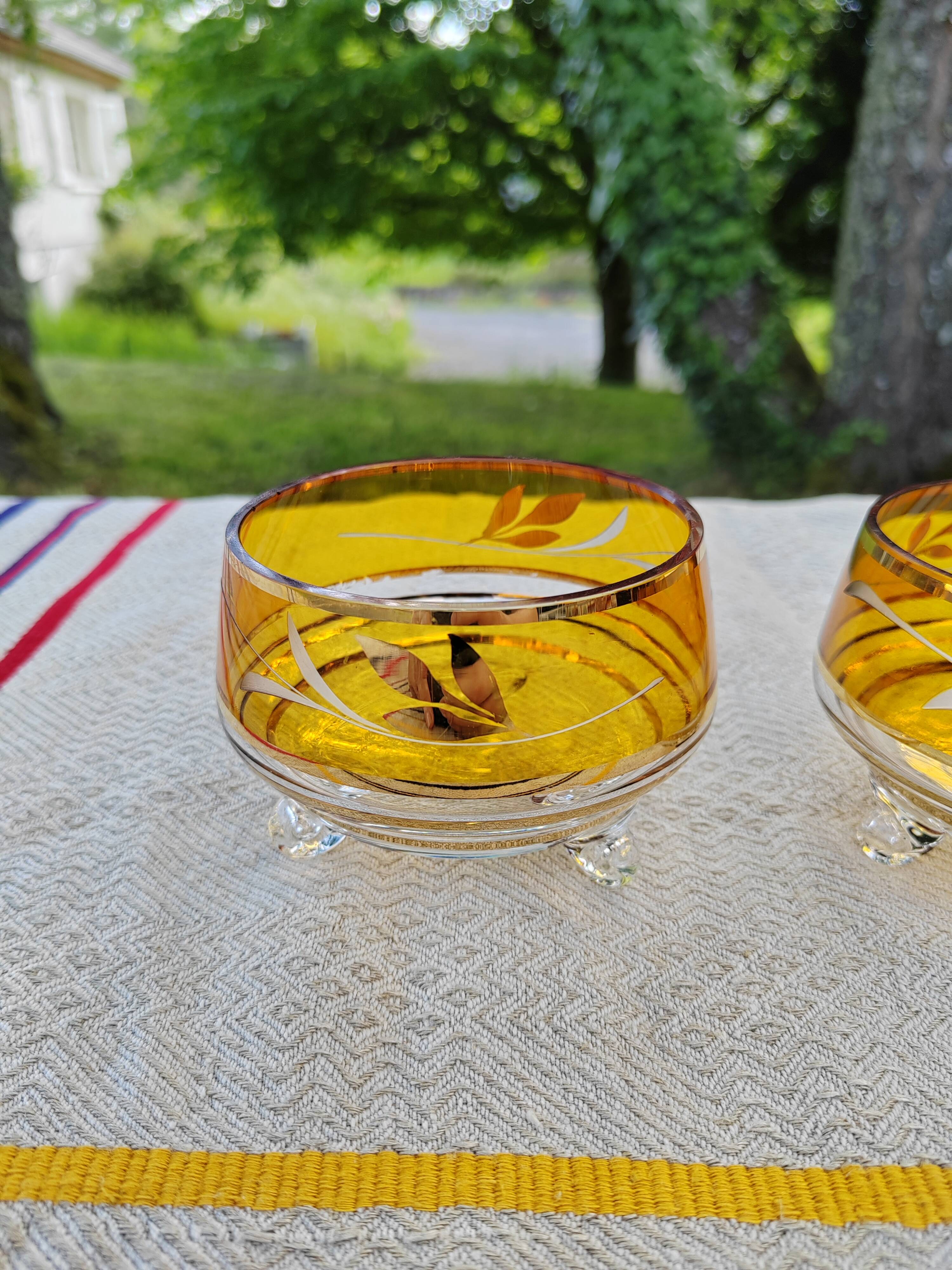 Pair of crystal stemmed bowls
