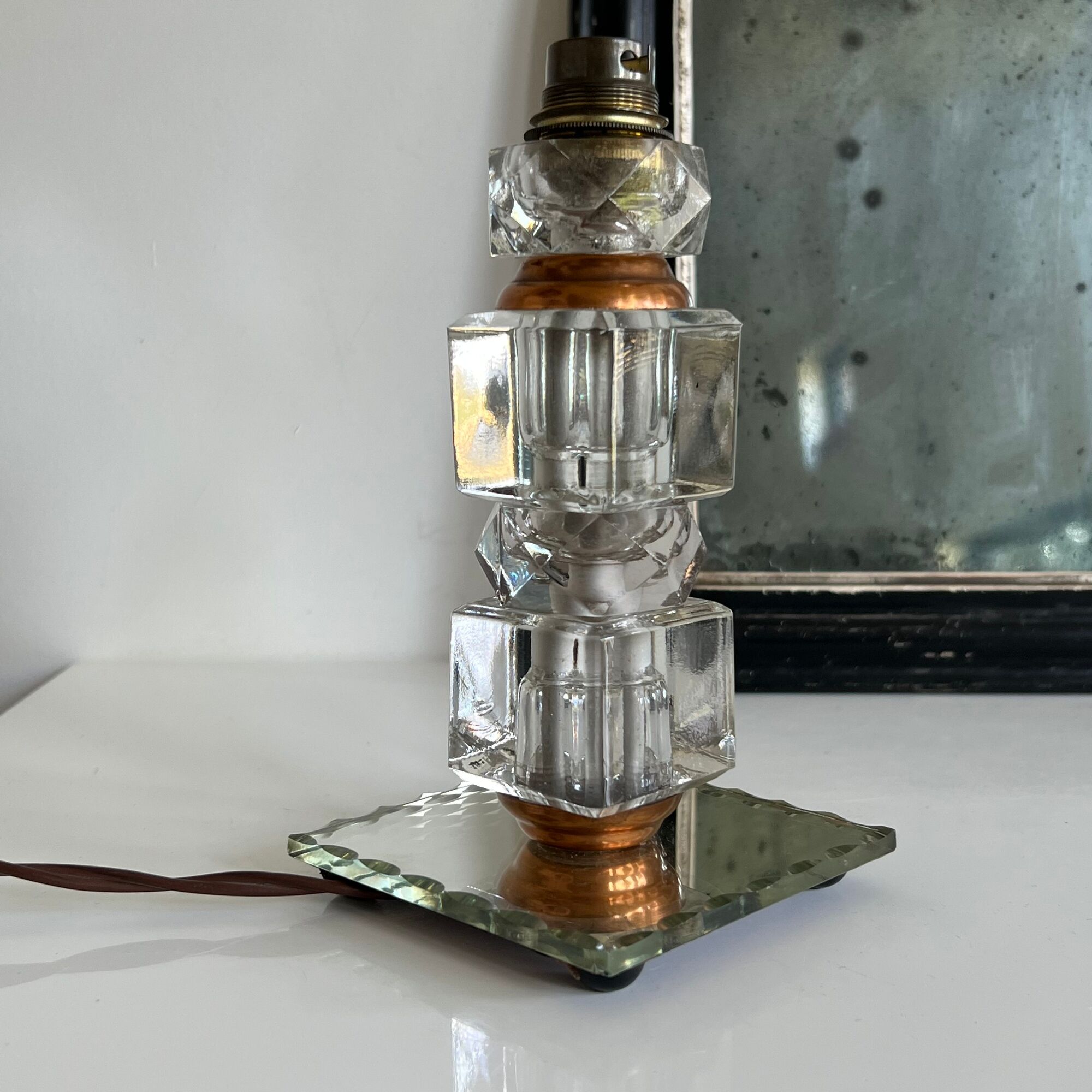 Copper glass lamp foot modernism era 1930-40