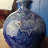 Blue stoneware flame vase circa 1960