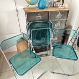 Set of 4 Castelli blue Plia folding chairs