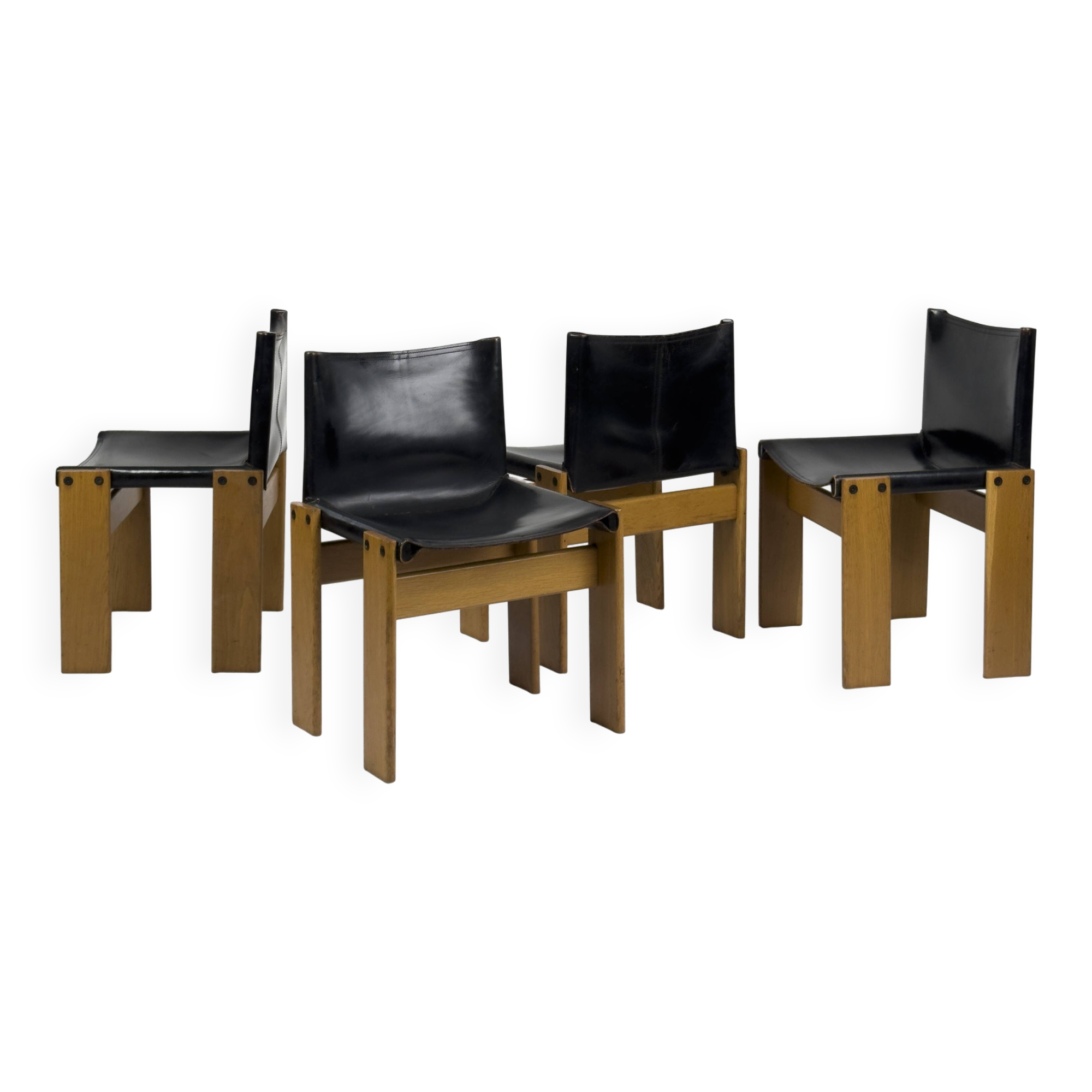 Set of 4 Monk dining chairs by Afra & Tobia Scarpa for Molteni, 1970s