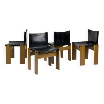 Set of 4 Monk dining chairs by Afra & Tobia Scarpa for Molteni, 1970s