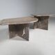 Sculptural Italian coffee tables in Breccia marble, 1970.
