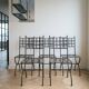 Set of 5 black metal industrial style garden chairs.