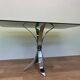 1970s Mid-century steel chrome and smoked glass dining table