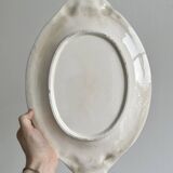 Large oval dish in sculpted white ceramic