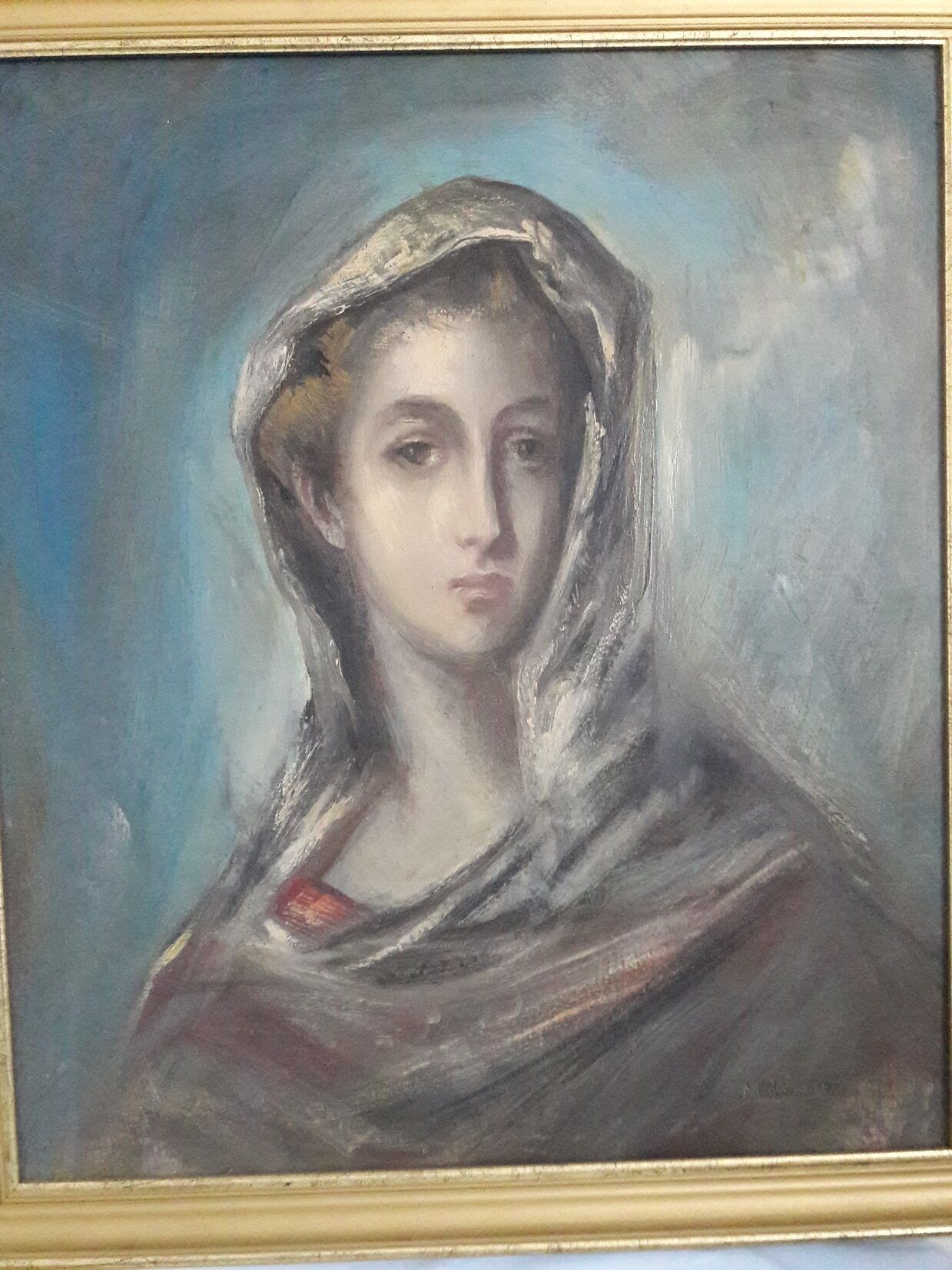 Portrait painting woman signed