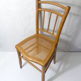 vintage wooden bistro chair with caning