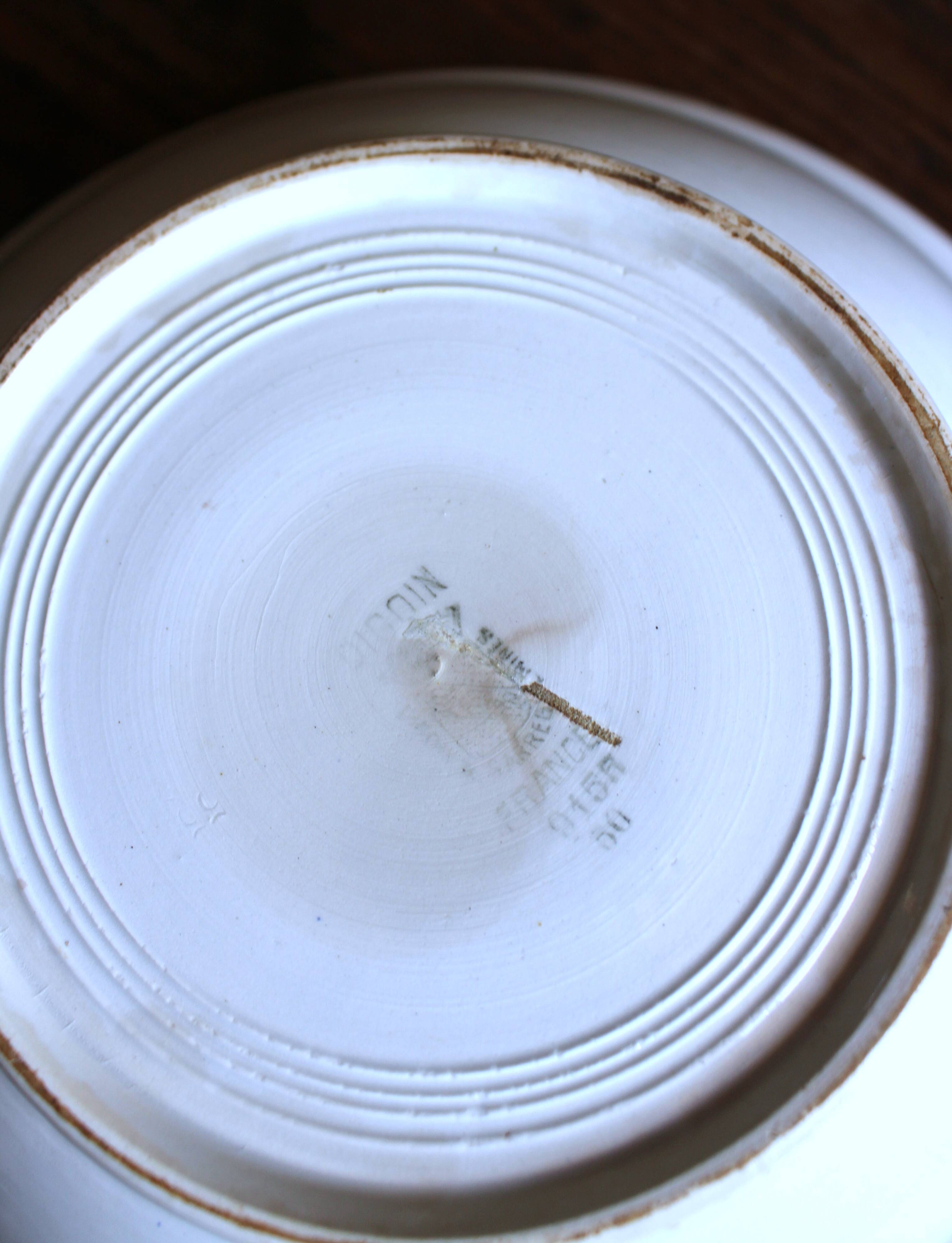 Blue salad bowl Digoin Art Deco Flowers