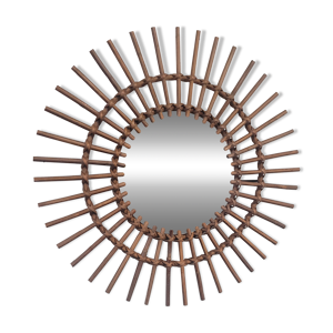 miroir soleil en rotin