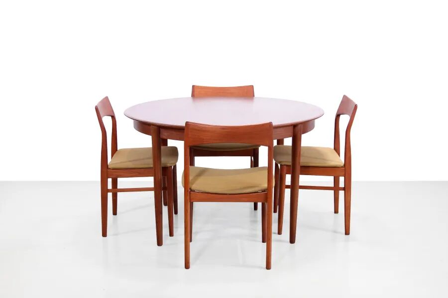 Set of four teak dining chairs by Henning Kjærnulf model 59 for Vejle Stolenfabrik