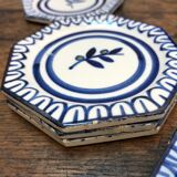 Glass underside and ceramic ramekin Gien France 60s