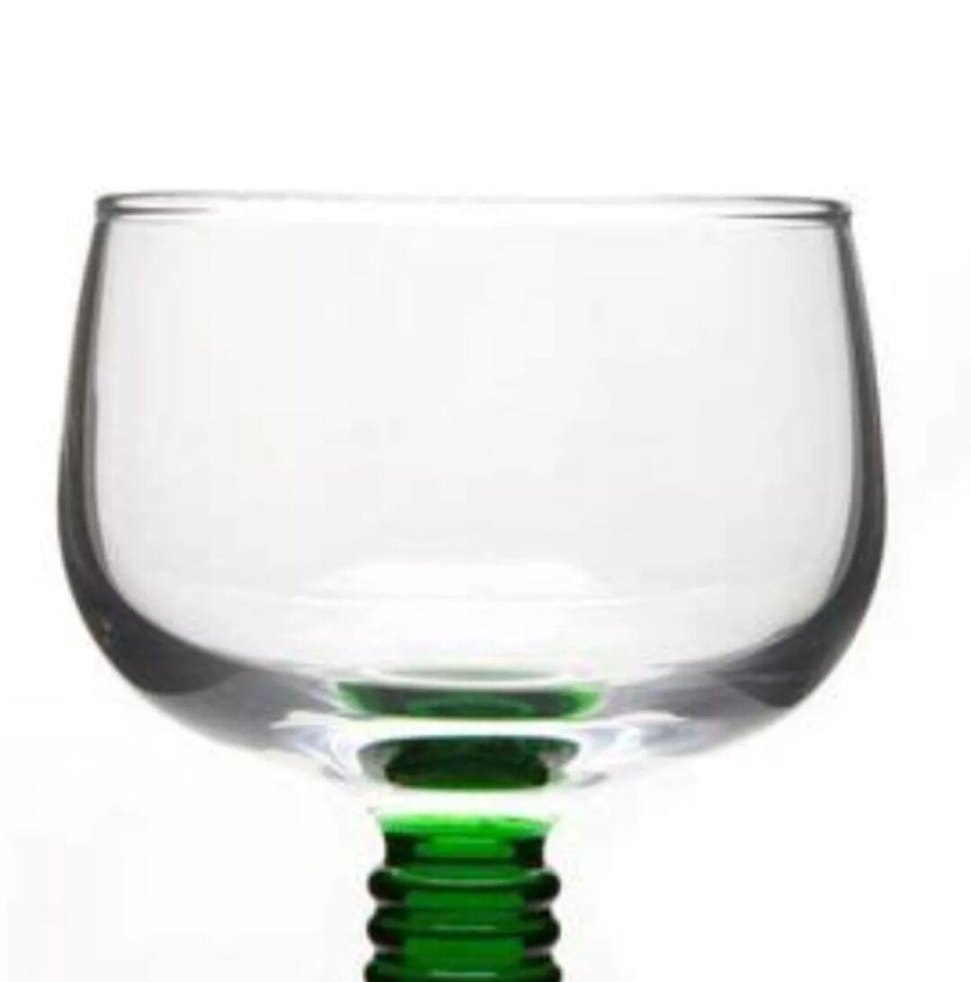 6 verres à vin d'Alsace pied torsadé vert