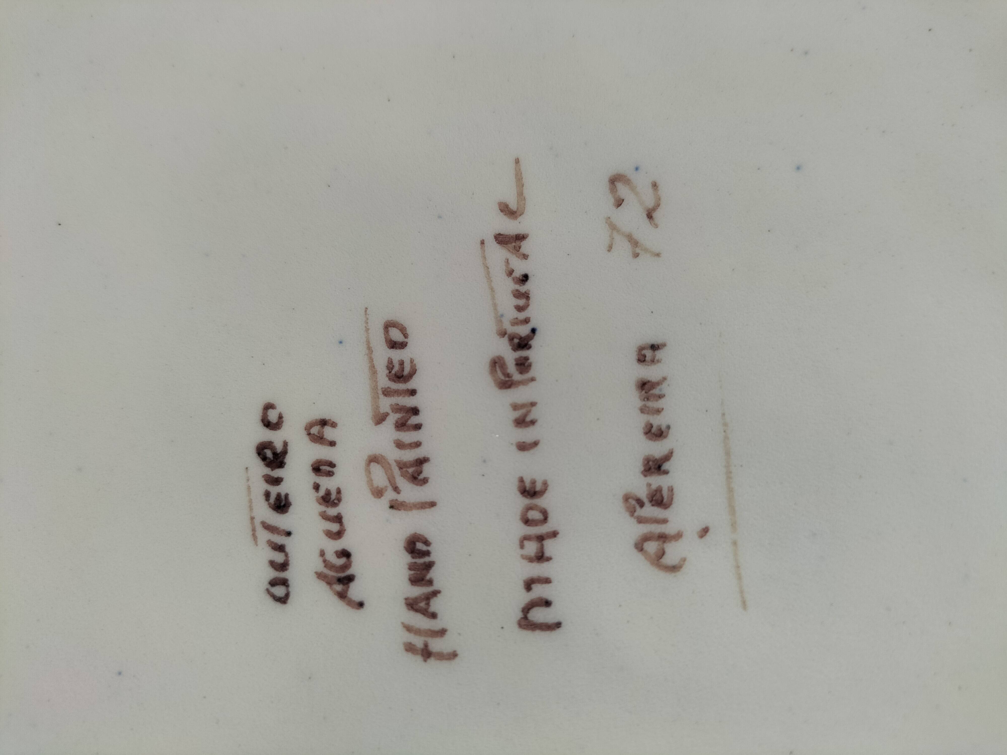 Portuguese earthenware footed dish – Outeiro Águeda – signed