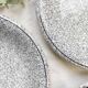 3 Black and white speckled Italian earthenware plates