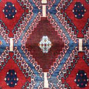 Handmade oriental persian area rug traditional wool blue red carpet- 110x155cm