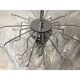Italian White and Transparent Murano Glass Chrome Metal Frame Chandelier Sputnik