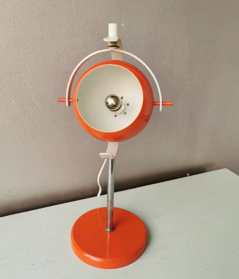 Vintage orange lamp space age, eyeball, 1970