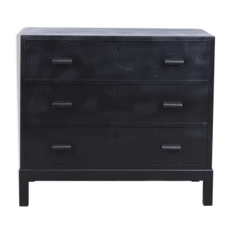 Black wooden vintage chest of drawers