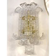 A Pair of Contemporary Transparent "Lingue" Murano Glass Wall Lamp in Barov