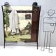 Vintage Ebonized Beech, Brass and Glass Coat Rack with a Landscape, Italy