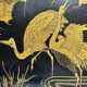 Japan, triptych mirror with brass wood and animated decor, early 20th century