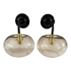 Pair of vintage electrified smoked glass wall lamps