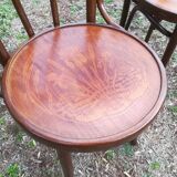 Lot of 4 Chairs Bistro Art Deco seated screen-printed