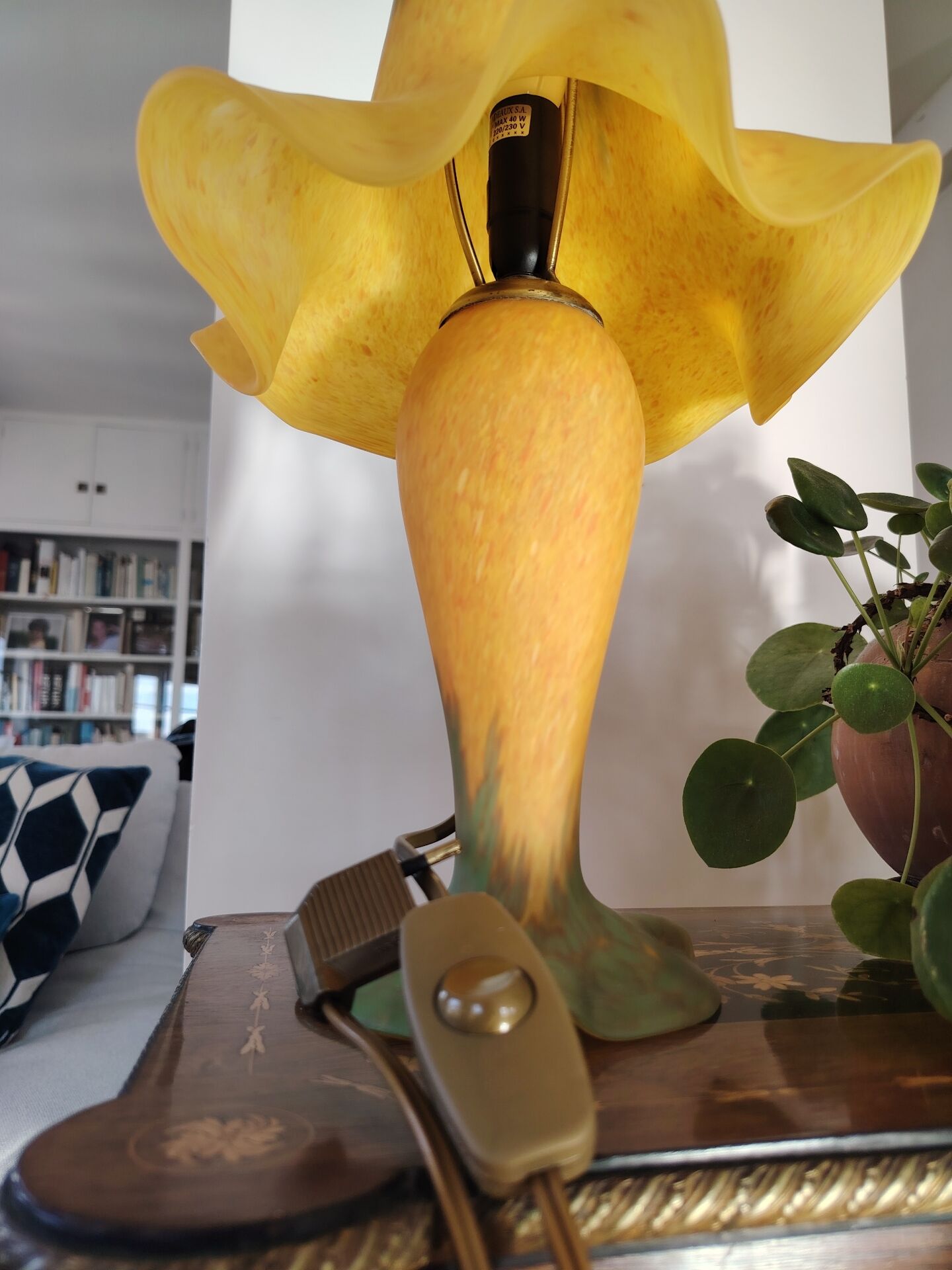 Yellow glass paste mushroom lamp, Art Nouveau style, V. Gifts