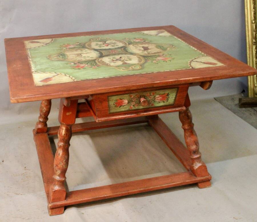 19th-century painted wooden changing table
