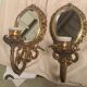 2 bronze wall lights and pretty mirror,,, napoleon 3 26x15