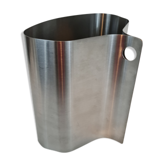 Stainless steel paper basket by Xavier Féal for Inox industrie, 1969
