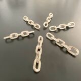 6 porte-couteaux, bijoux de table, forme chaîne en métal
