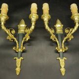 Pair of Restoration style wall lights from Hettier & Vincent - gilded bronze and green patina