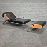 Black leather lounge chair futuro 3 by massimo iosa ghini for moroso - italy 1980's